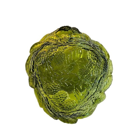 Vintage Loganberry Olive Green Dish Indiana Glass Co. Bowl Candy Dish Set of 2 - Picture 2 of 10